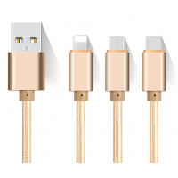 USB кабель (3 в 1) Lightning, microUSB, type C