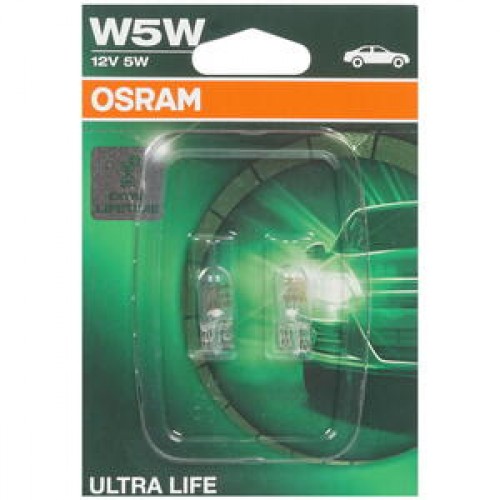 Лампа накаливания OSRAM ULTRA LIFE 12V W5W 5W W2.1*9.5d ( 2 шт. )